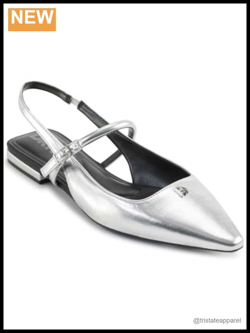 Pointed Toe Slingback Flat Mule Faux Leather Casual